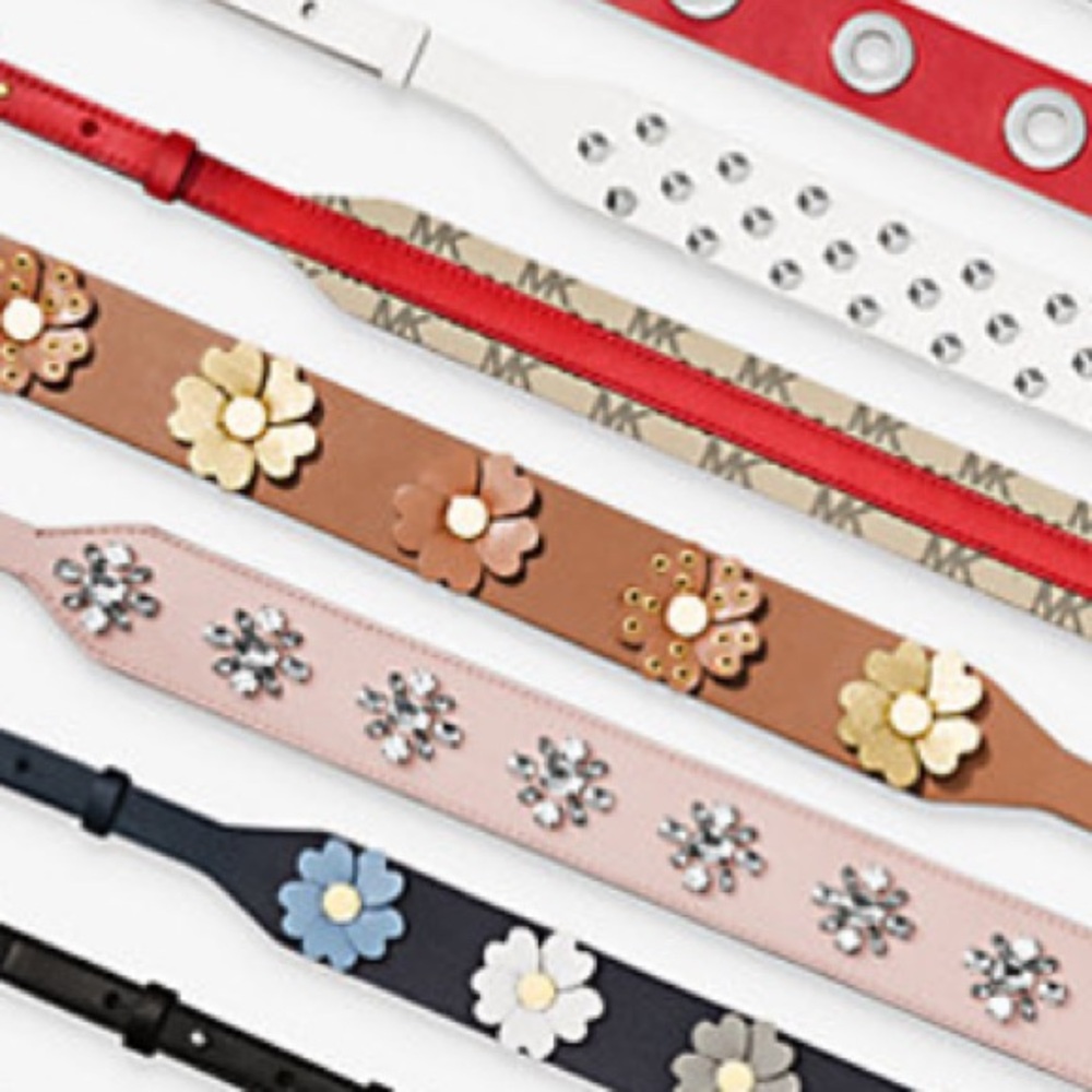 Michael Kors Floral Appliqué Leather Shoulder Strap